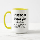 彼カスタムのためのギフト黄色のコンボマグカップ15oz。 マグカップ (左)