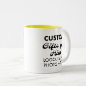 彼カスタムのためのギフト黄色の2トーンマグカップ11oz。 ツートーンマグカップ (正面右)