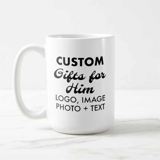 彼カスタムへの贈り物クラシックホワイトマグカップ15oz. コーヒーマグカップ (左)