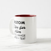 彼カスタムへの贈り物Maroon Two-Tone Mug 11oz. ツートーンマグカップ (正面左)