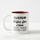 彼カスタムへの贈り物Maroon Two-Tone Mug 11oz. ツートーンマグカップ (左)