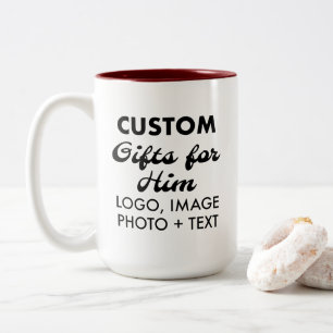 彼カスタムへの贈り物Maroon Two-Tone Mug 15oz. ツートーンマグカップ