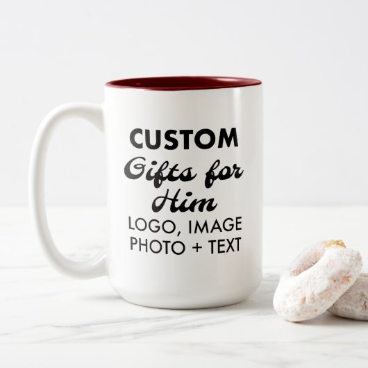彼カスタムへの贈り物Maroon Two-Tone Mug 15oz. ツートーンマグカップ (ドーナツ)
