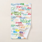 彼カラフルの名前をカスタムする バスタオルセット (ハンドタオル)