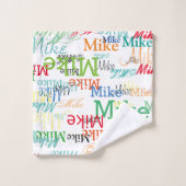 彼カラフルの名前をカスタムする バスタオルセット (ウォッシュタオル)