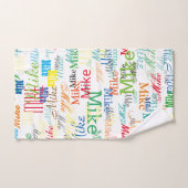 彼カラフルの名前をカスタムする バスタオルセット (ハンドタオル)