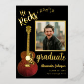 彼クールがロック大学院フォトブラッモダンク&金ゴールド 箔招待状 (正面)