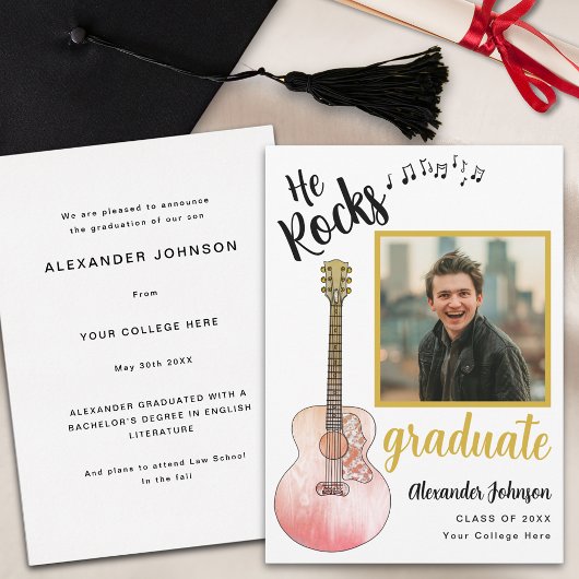 彼クールがロック大学院写真モダン金ゴールド 案内状