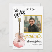 彼クールがロック大学院写真モダン金ゴールド 案内状 (正面)