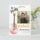 彼クールがロック大学院写真モダン金ゴールド 案内状 (スタンド正面)