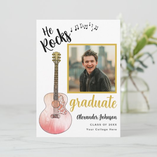 彼クールがロック大学院写真モダン金ゴールド 案内状 (スタンド正面)