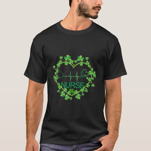 彼シャムロックナースサンパトリックの日の看護 Tシャツ (正面)