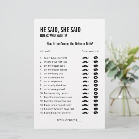 彼シンプルは彼女はブライダルシャワーゲームと言った (スタンド正面)