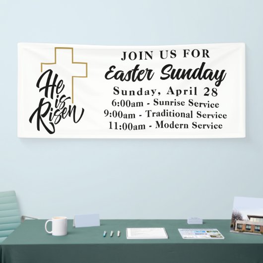 彼シンプルは復活祭司祭教会で復活した 横断幕 (トレードショー)