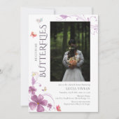 彼スタイリッシュは与え私のバタフライブライダルシャワー 招待状 (正面)