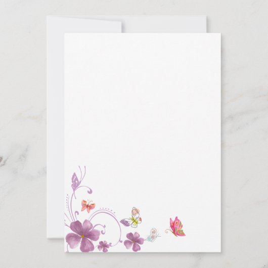 彼スタイリッシュは与え私のバタフライブライダルシャワー 招待状 (裏面)