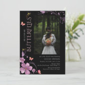 彼スタイリッシュは与え私のバタフライブライダルシャワー 招待状 (スタンド正面)