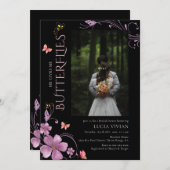 彼スタイリッシュは与え私のバタフライブライダルシャワー 招待状 (正面/裏面)