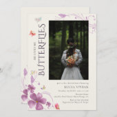 彼スタイリッシュは与え私のバタフライブライダルシャワー 招待状 (正面/裏面)