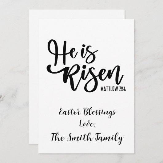 彼パーソナライズされたはイースターカードの黒白を復活させた シーズンカード (正面/裏面)