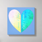 彼パーソナライズされたエレガントと彼女の半ハート キャンバスプリント (正面)