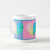 彼パーソナライズされたエレガントと彼女の半ハート コーヒーマグカップ (正面左)