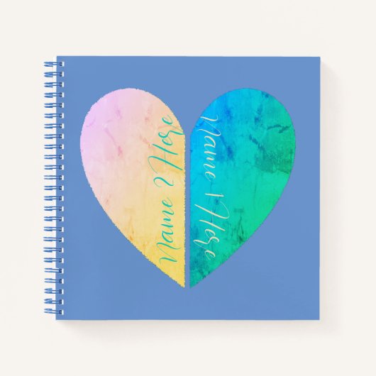 彼パーソナライズされたエレガントと彼女の半ハート ノートブック (正面)