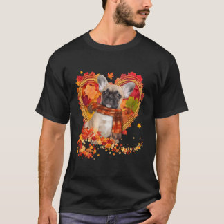 彼フランスのは紅葉製のブルドッグ Tシャツ