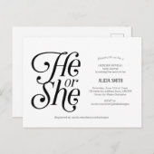 彼モダンと彼女、中立、ジェンダーの明かす インビテーションポストカード (正面/裏面)