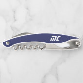 彼モダンのブルーはっきりしたモノグラム名シンプルの ソムリエナイフ (裏面)