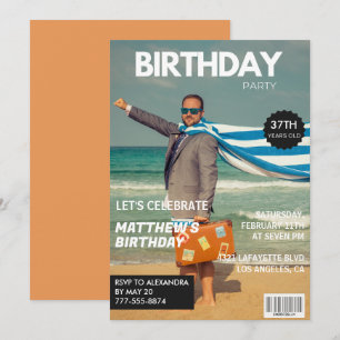彼モダンの37歳の誕生日のための雑誌カバー 招待状