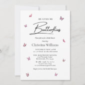 彼モダンは与え私の蝶ブライダルシャワー 招待状 (正面)
