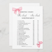 彼モダンは彼女がブライダルシャワーゲームカードを言った 案内状 (正面/裏面)