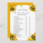 彼モダンは彼女がブライダルシャワーゲームカードを言った 案内状 (正面/裏面)