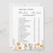 彼モダンは彼女がブライダルシャワーゲームカードを言った 案内状 (正面)