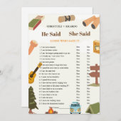 彼モダンは彼女がブライダルシャワーゲームカードを言った 案内状 (正面/裏面)