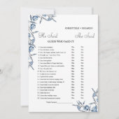 彼モダンは彼女がブライダルシャワーゲームカードを言った 案内状 (正面)