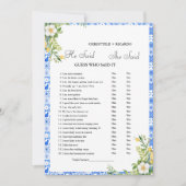 彼モダンは彼女がブライダルシャワーゲームカードを言った 案内状 (正面)