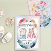 彼モダンまたは彼女の水彩服の性別が明らかにする 招待状