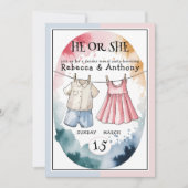 彼モダンまたは彼女の水彩服の性別が明らかにする 招待状 (正面)