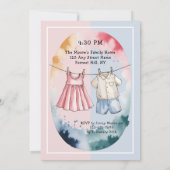 彼モダンまたは彼女の水彩服の性別が明らかにする 招待状 (裏面)