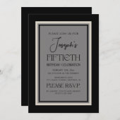 彼モダンエレガントにとって50歳の誕生日パーティー 招待状 (正面/裏面)