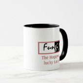 彼ユーモアのあるのために黒、白、ピンクの真菌のパン マグカップ (正面右)