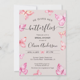 彼与え女の蝶ブライダルシャワー 招待状