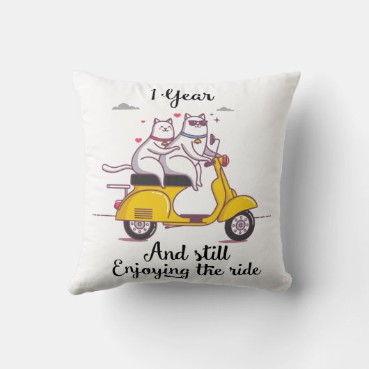 彼及び彼女のためのかわいい1個の年記念日のギフト クッション (裏面)