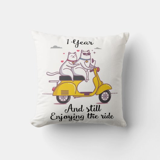 彼及び彼女のためのかわいい1個の年記念日のギフト クッション (正面)