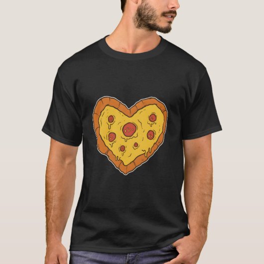 彼型ピザの喜び ピザ好きのためのデザイン Tシャツ (正面)