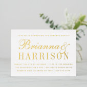 彼夫婦がシャワーエレガント金ゴールド 箔招待状 (立ち正面)