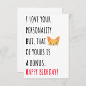 彼女おもしろいのいけなハッピーバースデーカード サンキューカード (正面/裏面)