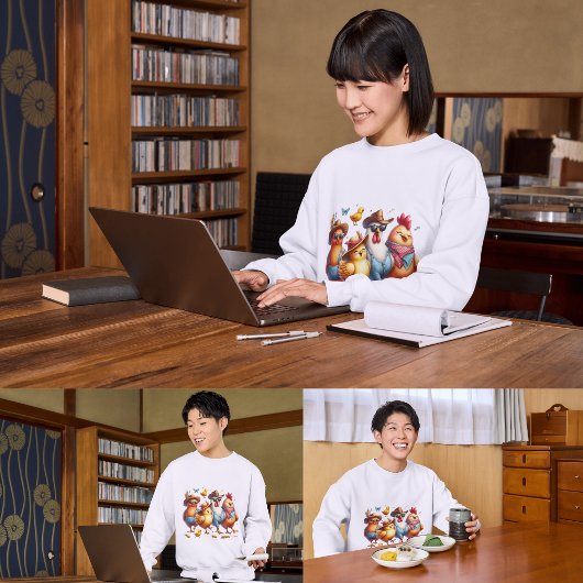 彼女おもしろいのチキン好きの鶏 スウェットシャツ